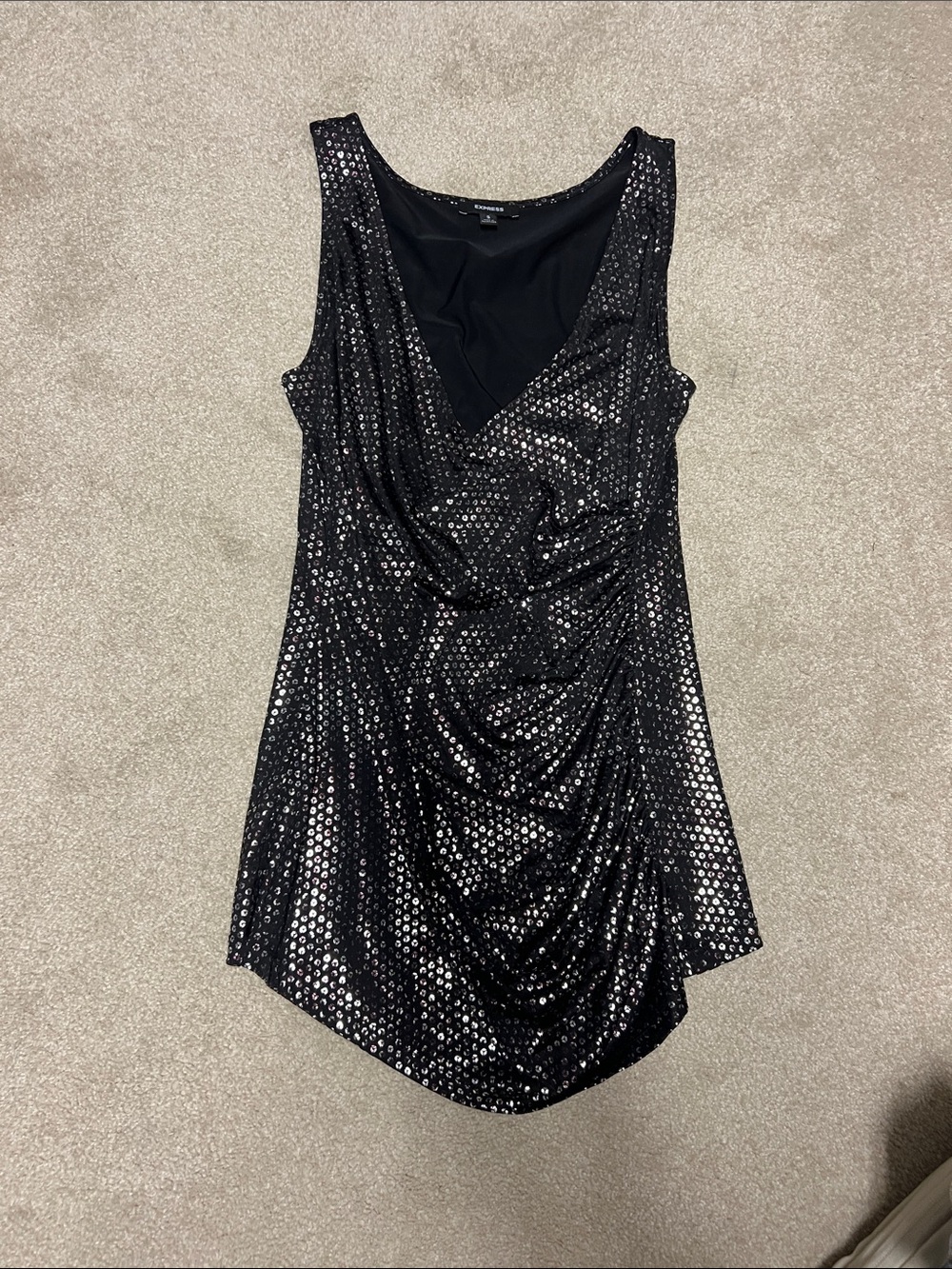 Express Small Sleeveless Black Sequin Top